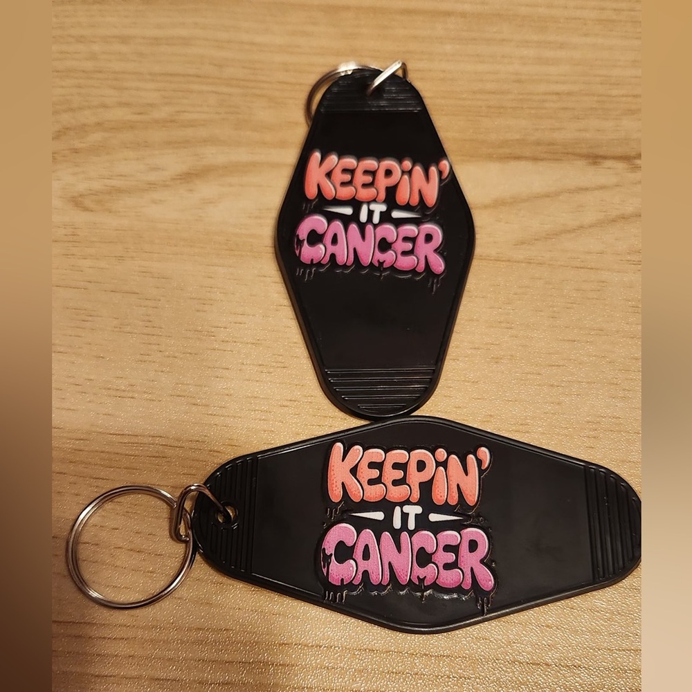 Black Keychain with Pink Graphic